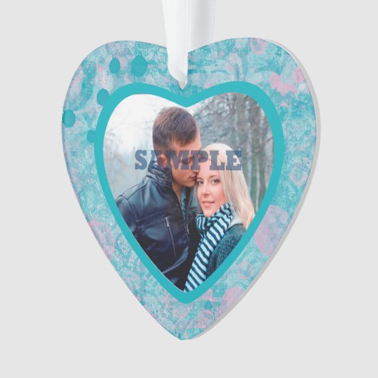 Roze Blauwgroen Abstracte foto van de Valentijn va Ornament (voorkant)