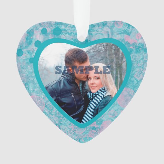 Roze Blauwgroen Abstracte foto van de Valentijn va Ornament (voorkant)