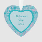 Roze Blauwgroen Abstracte foto van de Valentijn va Ornament (achterkant)