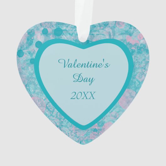 Roze Blauwgroen Abstracte foto van de Valentijn va Ornament (achterkant)