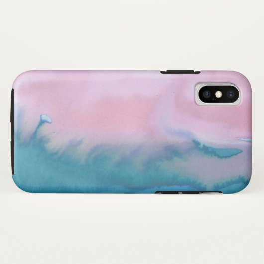 Roze blauwgroen abstracte waterverf Case-Mate iPhone case (Achterkant (horizontaal))