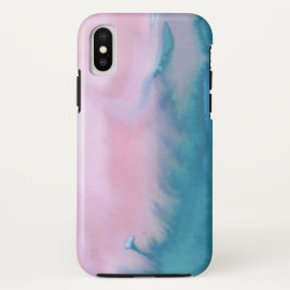 Roze blauwgroen abstracte waterverf Case-Mate iPhone case