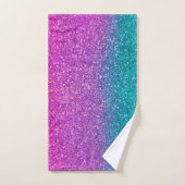 Roze Blauwgroen Aqua Blue en Paarse Sparkly Glitte Bad Handdoek (Handdoek)