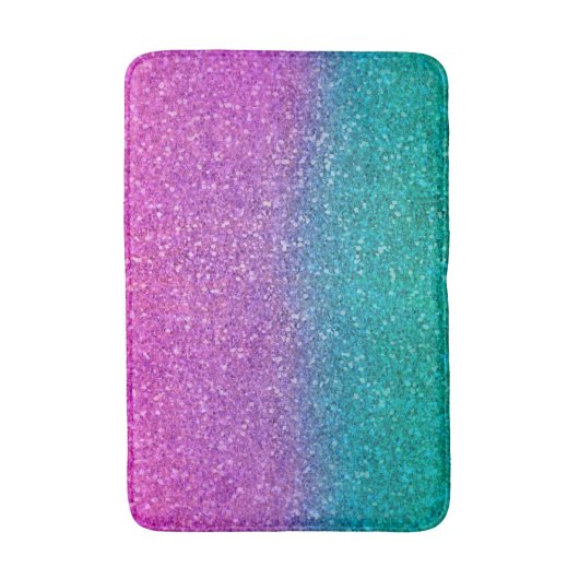 Roze Blauwgroen Aqua Blue en Paarse Sparkly Glitte Badmat (Voorkant Verticaal)