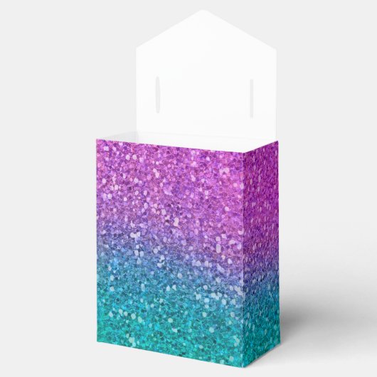 Roze Blauwgroen Aqua Blue en Paarse Sparkly Glitte Bedankdoosjes (Geopend)