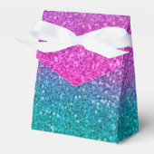 Roze Blauwgroen Aqua Blue en Paarse Sparkly Glitte Bedankdoosjes (Voorkant Zijde)