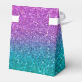 Roze Blauwgroen Aqua Blue en Paarse Sparkly Glitte Bedankdoosjes (Achterkant)
