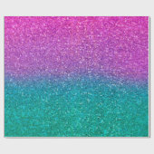 Roze Blauwgroen Aqua Blue en Paarse Sparkly Glitte Cadeaupapier (Vlak)