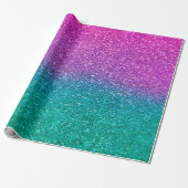Roze Blauwgroen Aqua Blue en Paarse Sparkly Glitte Cadeaupapier (Uitgerold)