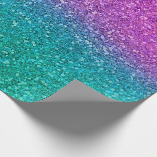 Roze Blauwgroen Aqua Blue en Paarse Sparkly Glitte Cadeaupapier (Hoek)