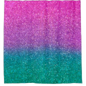 Roze Blauwgroen Aqua Blue en Paarse Sparkly Glitte Douchegordijn (Voorkant)