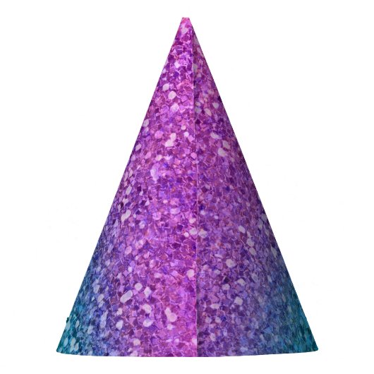 Roze Blauwgroen Aqua Blue en Paarse Sparkly Glitte Feesthoedjes (Achterkant)