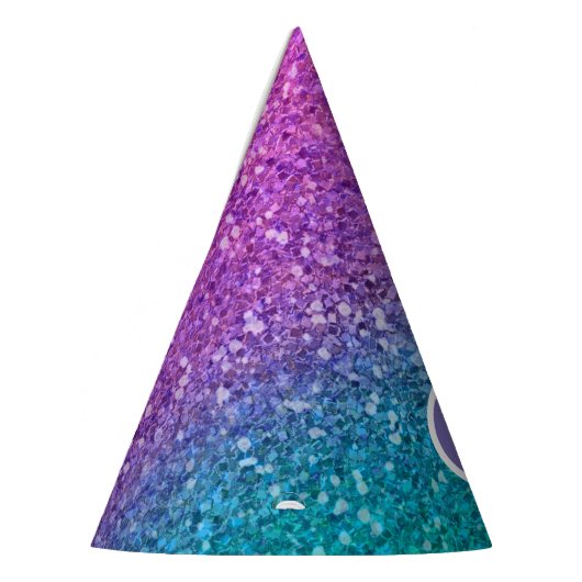 Roze Blauwgroen Aqua Blue en Paarse Sparkly Glitte Feesthoedjes (Links)