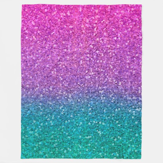 Roze Blauwgroen Aqua Blue en Paarse Sparkly Glitte Fleece Deken (Voorkant)