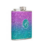 Roze Blauwgroen Aqua Blue en Paarse Sparkly Glitte Heupfles (Rechts)