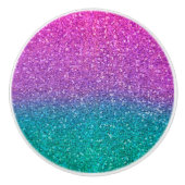 Roze Blauwgroen Aqua Blue en Paarse Sparkly Glitte Keramische Knop (Voorkant)