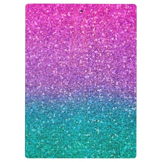 Roze Blauwgroen Aqua Blue en Paarse Sparkly Glitte Klembord (Achterkant)