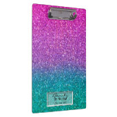 Roze Blauwgroen Aqua Blue en Paarse Sparkly Glitte Klembord (Rechts)