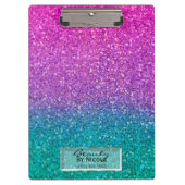 Roze Blauwgroen Aqua Blue en Paarse Sparkly Glitte Klembord (Voorkant)