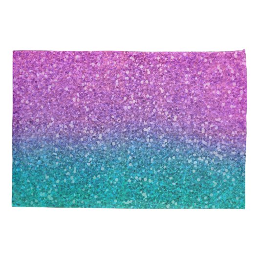 Roze Blauwgroen Aqua Blue en Paarse Sparkly Glitte Kussensloop (Achterkant)