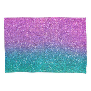 Roze Blauwgroen Aqua Blue en Paarse Sparkly Glitte Kussensloop
