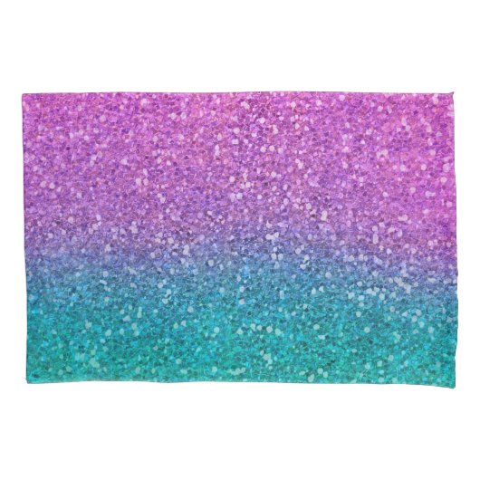 Roze Blauwgroen Aqua Blue en Paarse Sparkly Glitte Kussensloop (Voorkant)