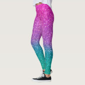 Roze Blauwgroen Aqua Blue en Paarse Sparkly Glitte Leggings (Links)