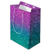 Roze Blauwgroen Aqua Blue en Paarse Sparkly Glitte Medium Cadeauzakje (Voorkant Gekanteld)