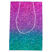 Roze Blauwgroen Aqua Blue en Paarse Sparkly Glitte Medium Cadeauzakje (Achterkant)