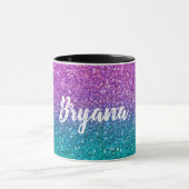 Roze Blauwgroen Aqua Blue en Paarse Sparkly Glitte Mok (Midden)