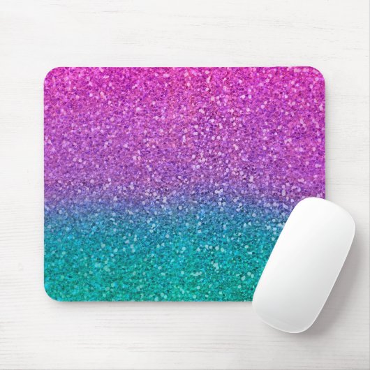 Roze Blauwgroen Aqua Blue en Paarse Sparkly Glitte Muismat (Met muis)