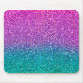 Roze Blauwgroen Aqua Blue en Paarse Sparkly Glitte Muismat (Voorkant)