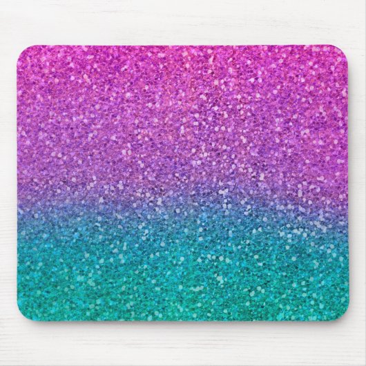 Roze Blauwgroen Aqua Blue en Paarse Sparkly Glitte Muismat (Voorkant)