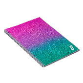 Roze Blauwgroen Aqua Blue en Paarse Sparkly Glitte Notitieboek (Rechterzijde)