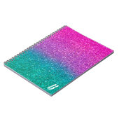 Roze Blauwgroen Aqua Blue en Paarse Sparkly Glitte Notitieboek (Linkerzijde)