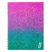 Roze Blauwgroen Aqua Blue en Paarse Sparkly Glitte Notitieboek (Voorkant)