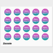 Roze Blauwgroen Aqua Blue en Paarse Sparkly Glitte Ronde Sticker (Vel)