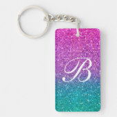 Roze Blauwgroen Aqua Blue en Paarse Sparkly Glitte Sleutelhanger (Voorkant)
