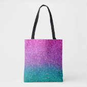Roze Blauwgroen Aqua Blue en Paarse Sparkly Glitte Tote Bag (Voorkant)