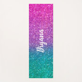 Roze Blauwgroen Aqua Blue en Paarse Sparkly Glitte Yogamat (Voorkant)