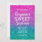 Roze Blauwgroen Aqua & Paarse Sparkly Glitter Swee Kaart (Voorkant)