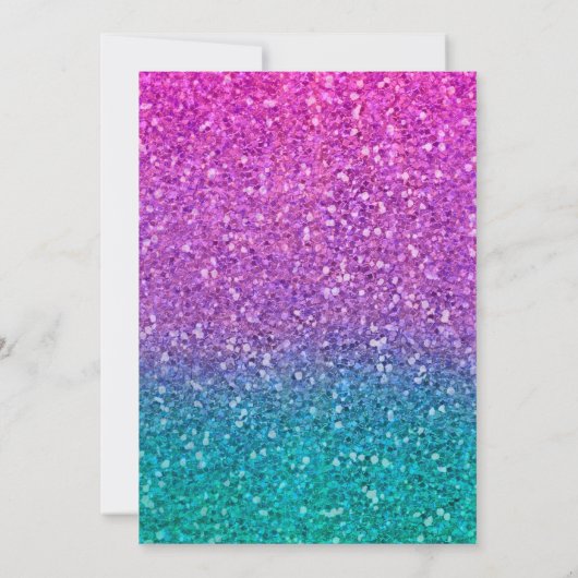 Roze Blauwgroen Aqua & Paarse Sparkly Glitter Swee Kaart (Achterkant)