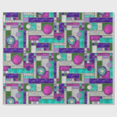 Roze Blauwgroen Art Deco-Glas in lood Cadeaupapier (Vlak)