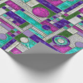 Roze Blauwgroen Art Deco-Glas in lood Cadeaupapier (Hoek)