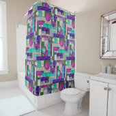 Roze Blauwgroen Art Deco-Glas in lood Douchegordijn (In situ)