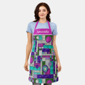 Roze Blauwgroen Art Deco-Glas in lood Schort (Gedragen)