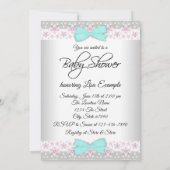 Roze Blauwgroen Baby Meisje Douche Uitnodigingen (Achterkant)