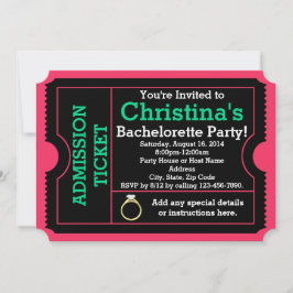 Roze/Blauwgroen Bachelorette Party Ticket Uitnodig Kaart