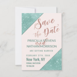 Roze Blauwgroen Blauw Faux Glitter Sequin sparen d Save The Date