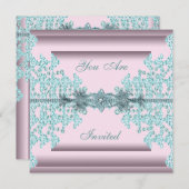 Roze Blauwgroen Blauw Zwart Stropdas Party Kaart (Voorkant / Achterkant)